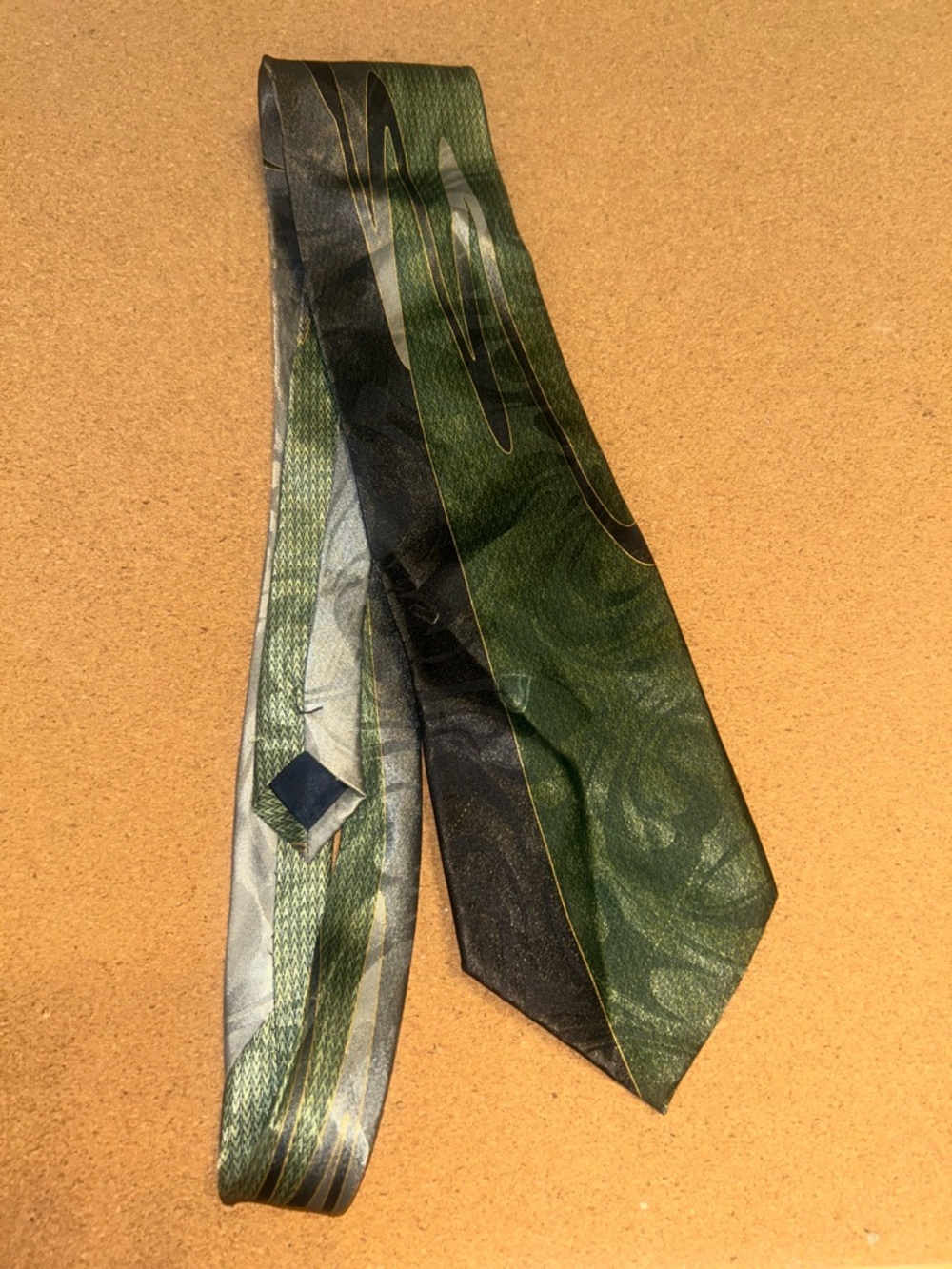 Green Patterned Men's Silk Tie